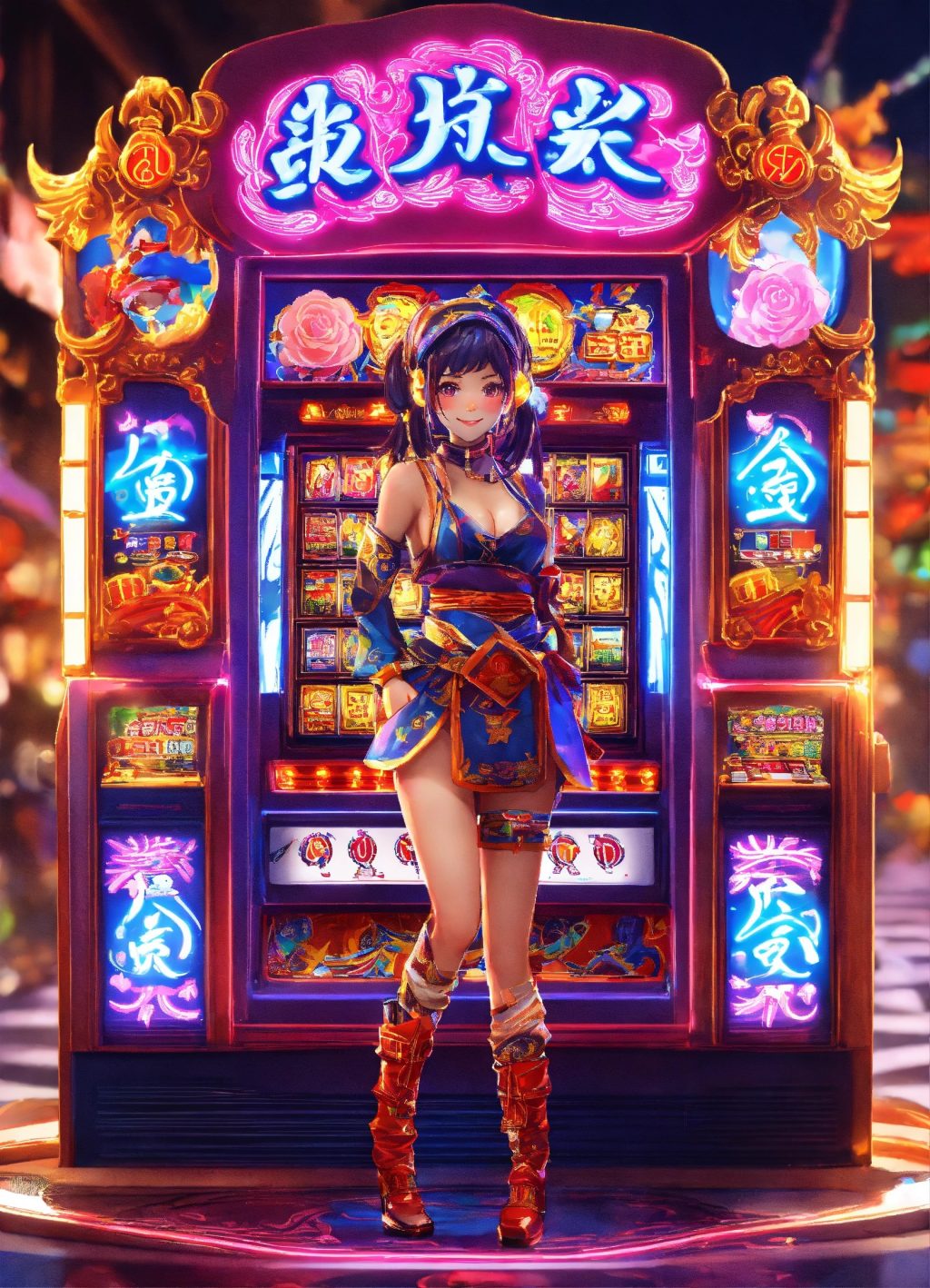 A cutie Q version character ninja small lady slot